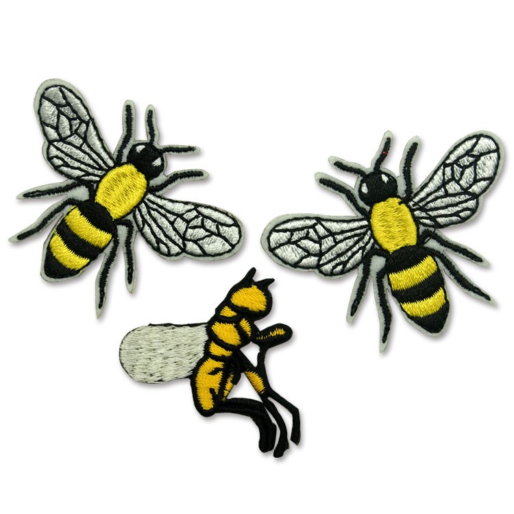 新款動物貼布繡卡通可愛蜜蜂魔術自粘貼可定制批發