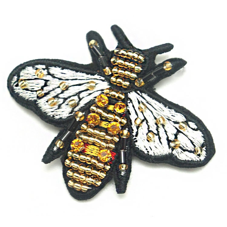廠家直銷立體手工釘珠繡印度絲蜜蜂布貼輔料服裝鞋包批發